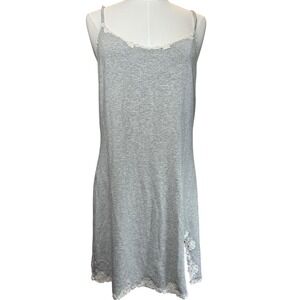 Joelle Italy Heather Gray Lace Trim Chemise Nightgown Sleepwear Womens M